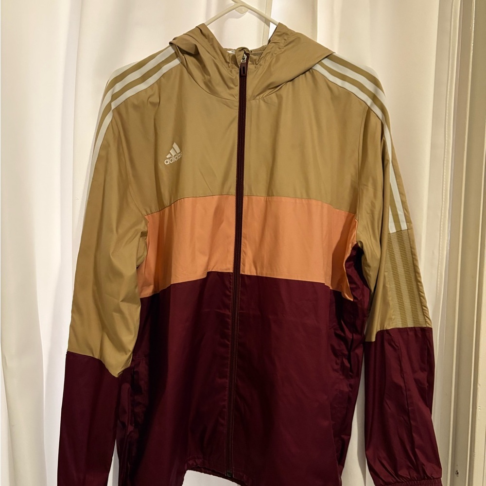 Adidas Men's Tan and Maroon Windbreaker XL